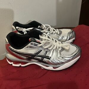 Asics Silver and Black Athletic Shoes